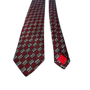 Brioni Geometric Tie Black Red Floral 57"